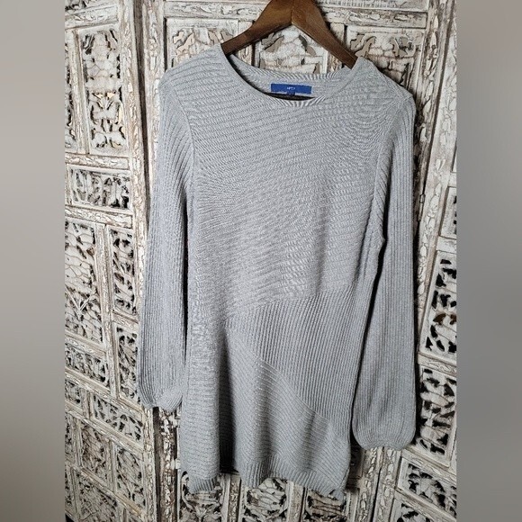 Apt. 9 Grey Geometric Tunic Long-sleeved Sweater Dress Size Large - Picture 2 of 12